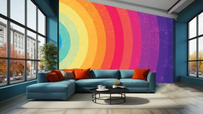 Sunset of Summer smooth rainbow art circle vintage background vector design. Wall mural