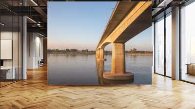 The Friendship Bridge at the mekong river in the town of Nong Kh Wall mural