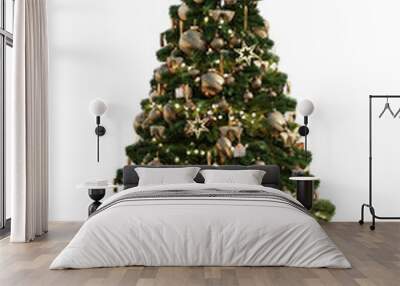 golden christmas tree isolated on transparent Wall mural