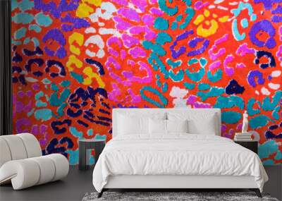 texture of colorful print fabric striped leopard Wall mural