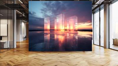 geometric shapes in nature at sunset. the concept of going through a portal to another world. new wo Wall mural