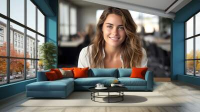 portrait of a beautiful young business woman in an office room. success in business and study Wall mural