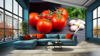 red tomatoes on a kitchen board Wall mural