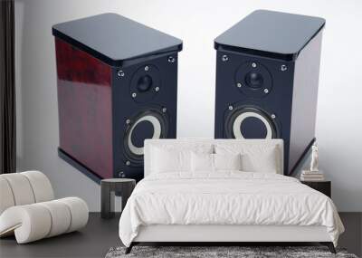 two stereo audio speakers on white background Wall mural