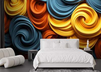 volumetric brightly colored chaotic abstract waves. abstract background geometric texture Wall mural