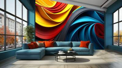 volumetric brightly colored chaotic abstract waves. abstract background geometric texture Wall mural