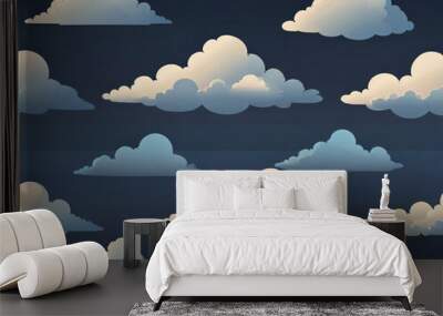 Cloud pattern cartoon sky weather illustration Wall mural