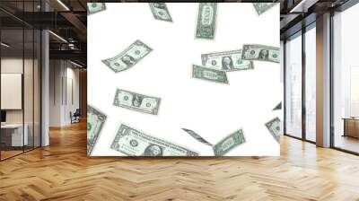 Flying US Dollar Banknotes Without Background Wall mural