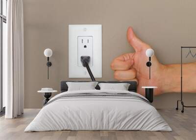 Thumbs up and Electric cable Wall mural