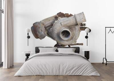 Damaged turbocharger, isolated on clean background Wall mural