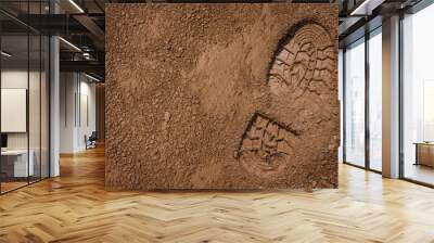 footprint on mud with copy space Wall mural