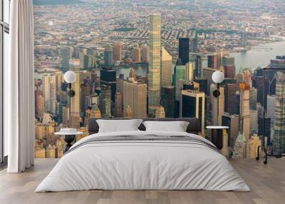 New York city at sunset aerial view Wall mural