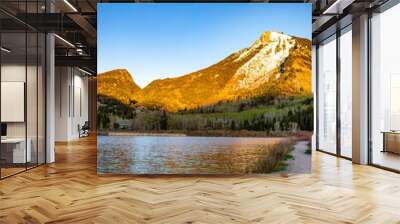 Whitehouse mountain on Beaver lake Colorado at sunset Wall mural