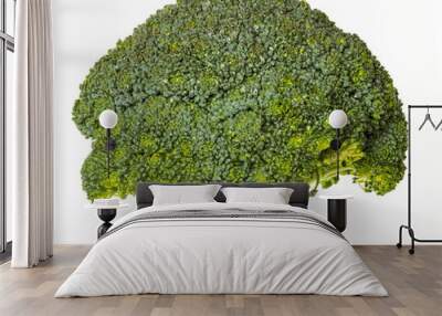 Broccoli (broccoli, broccoli, broccoli, brokoli, broccoli sprout, brassica oleracea) whole and fresh (with water drops). Isolated on white background. Wall mural