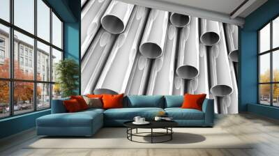 3D chrome tubes - high technology background. Wall mural