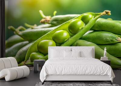 Close up Photo of Fresh Organic Green beans Vegetable in the Farm Wall mural