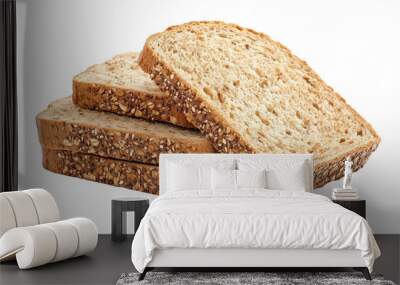 Fresh sliced Multigrain bread isolated on white background, transparent png file Wall mural