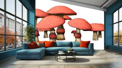 3D Rendering Fantasy Mushrooms on White Wall mural