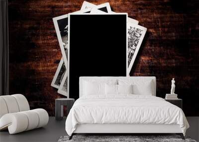 Photo frame on old wooden table Wall mural