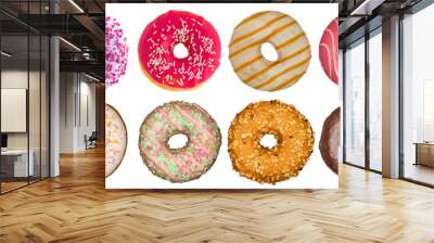 Doughnut. Different kinds of sweet doughnuts. isolated on white background with work path. Wall mural