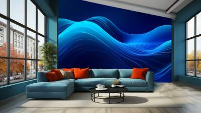 Blue Abstract Digital Wave for Backgrounds and Presentations, abstract blue wave background, presentation background, wallpaper  Wall mural