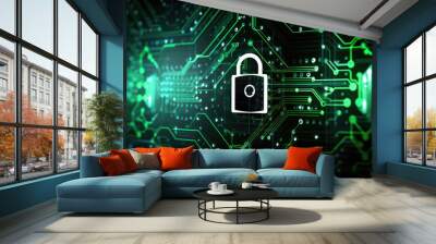 Illuminated Network Security: The Modern Locking Mechanism for Digital Defense Wall mural