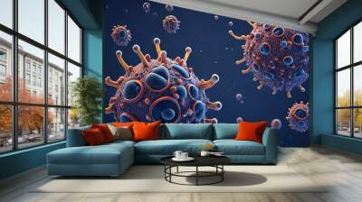 digital reproduction of the coronavirus virus. IA Generated Wall mural