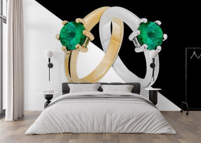 emerald ring gemstone jewelry in gold  Wall mural