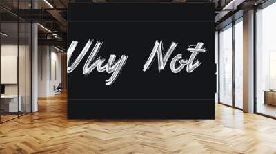 Why Not Typography Handwritten modern  brush lettering words in white text and phrase isolated on the Black background Wall mural