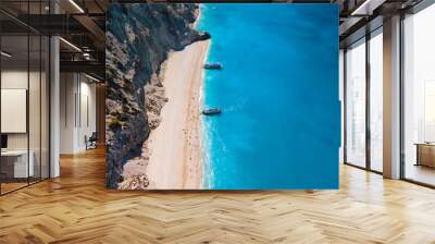 aerial view of egremni beach Lefkada island Greece Wall mural