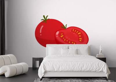 2 red tomatoes are vegetables and fruits that are high in vitamins. For cooking and useful. Wall mural