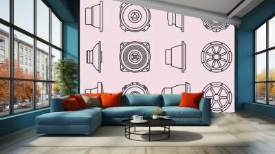 Speaker driver icon set. Vector thin line Wall mural