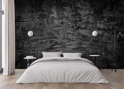 Black cement wall texture rough background. An old dark grundge concrete floor background . Wall mural