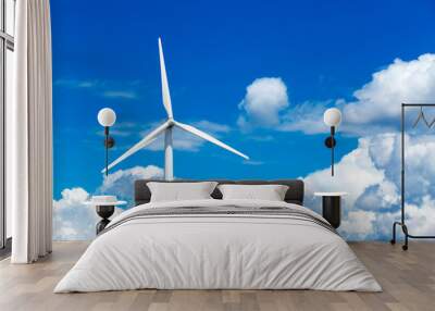 Wind turbine front view on blue sky Wall mural