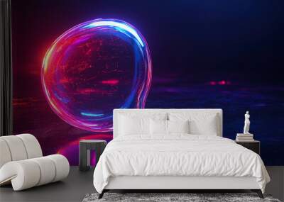 3D icon of a speech bubble in holographic style Wall mural