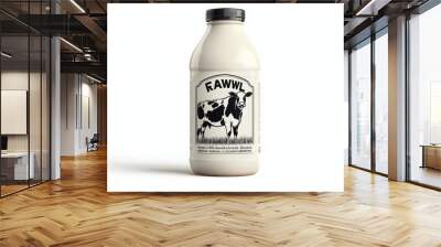 Fresh Milk Bottle Cartoon Illustration Design Wall mural