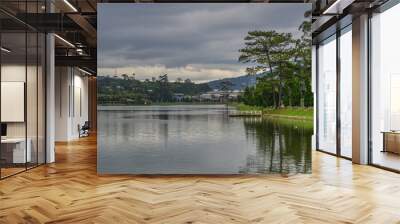 Lake scenery at sunset in Dalat, Vietnam Wall mural