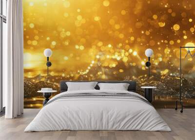 golden light and sparkling water elements. The background color of a gold sky can be seen at the bottom right. just the main focus of the picture in the style of delicate design Wall mural