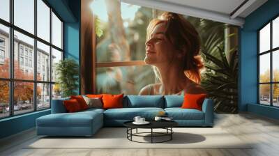 woman at home, beauty portrait, happy, random scenes  Wall mural