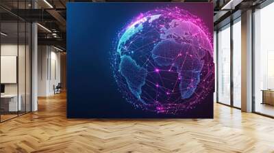 Global Network  Earth  Digital  Futuristic  Connected World Wall mural