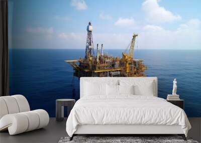 Offshore Oil Rig Platform in the Ocean Wall mural