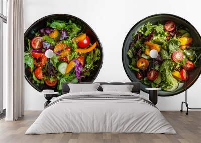 Two Salad Bowls in PNG – Transparent Graphic of Fresh and Healthy Salads, Perfect for Culinary Illustrations and Meal Presentations. Wall mural