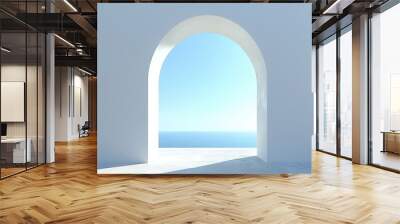 A large archway with a view of the ocean Wall mural