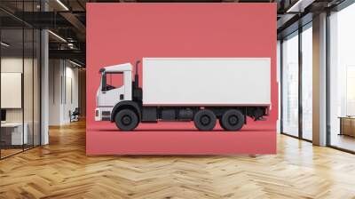 A orange dump truck with a white trailer Wall mural