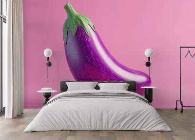 A purple eggplant is shown on a background Wall mural