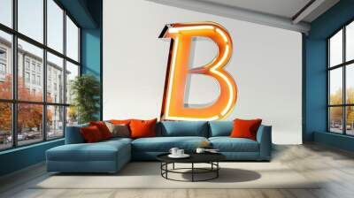 The letter B is lit up in neon colors Wall mural