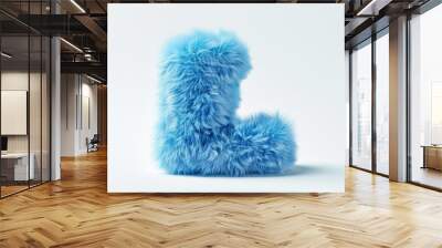 The letter L is made of fluffy blue fur Wall mural