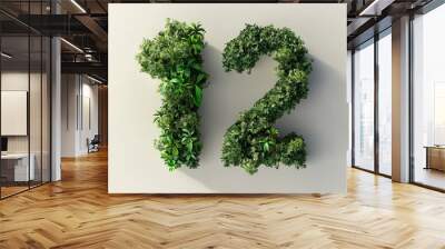 The number twelve is made out of green plants Wall mural