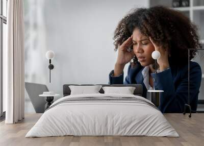 African american business woman worker stressed at office workplace. Wall mural