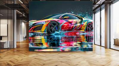 Abstract Car Design with Vibrant Colors Wall mural